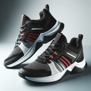 DALL·E 2024-06-07 08.59.51 - A pair of stylish men's athletic sneakers. The sneakers are designed for training and physical activities, featuring a sleek design with a combination